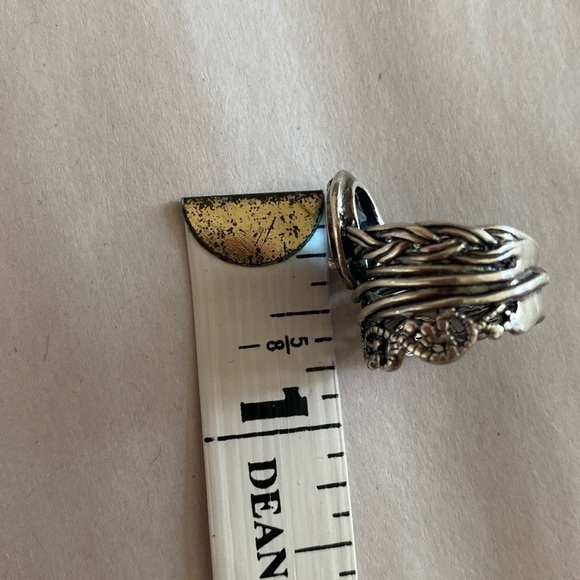 Blue Topaz 925 Israel Ring OR PAZ Bali Style Ring Double Band Open Shank Sz 5.5 - Picture 7 of 8